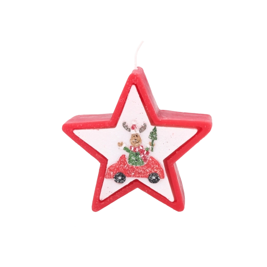 Vánoční hvězdicová svíčka se sobem v autě