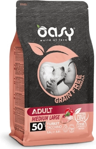 Oasy Grain Free Adult Medium/Large krmivo pro psy s krůtou 2,5 kg