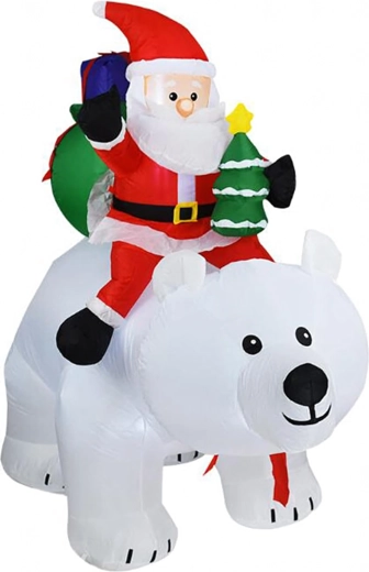 Nafukovací vánoční dekorace s mikulášem na ledním medvědovi LED 210 cm