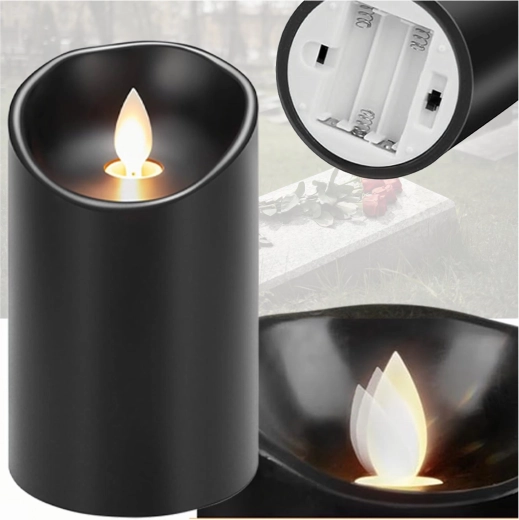 LED náplň do hřbitovní svíčky s efektem plamene, 12,5 cm