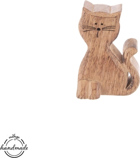 Dřevěná dekorace Kočka Mango Micka 10 cm