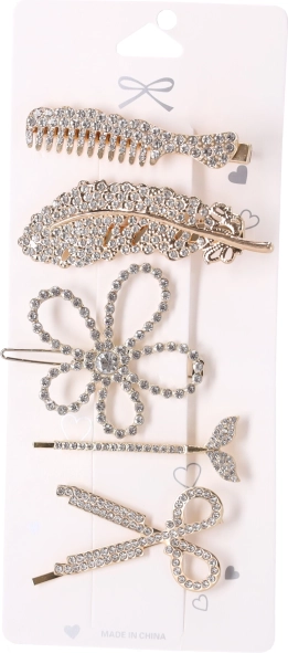 Sada zlatých spon do vlasů - 5 kusů