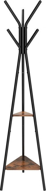 Dřevěný stojanový věšák LOFT s policemi