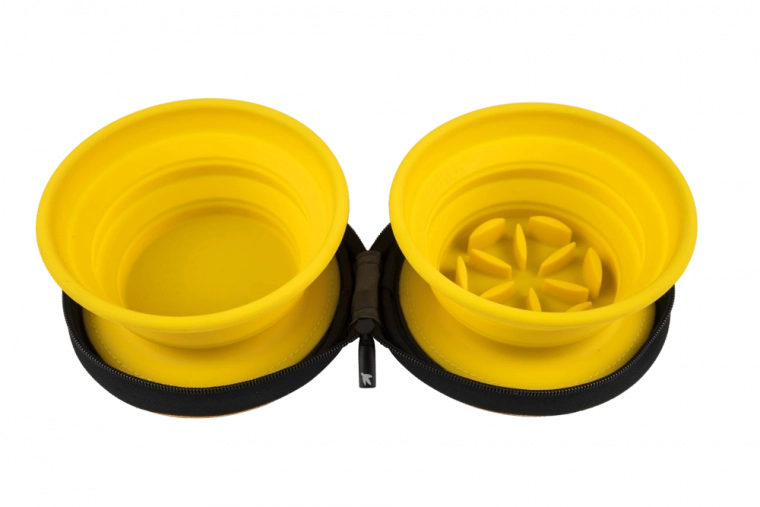 Cestovní dvojmiska se zpomalovačem krmení Kiwi Walker – oranžová, 2 ks