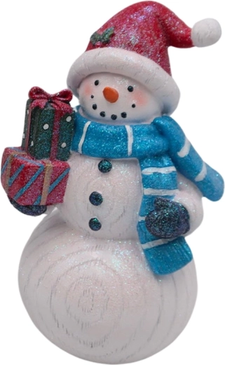 Dřevěná dekorace sněhulák s dárky