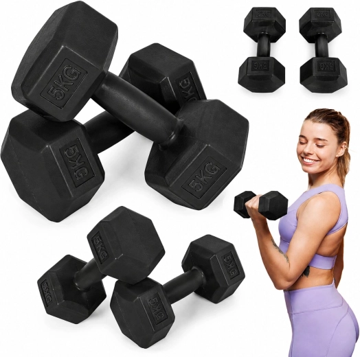 Hexagonální činky MOVEPRO 2×5 kg (set 10 kg) černé