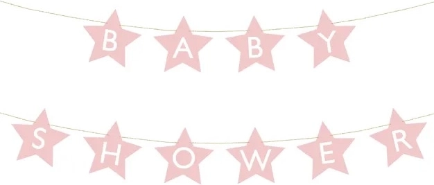 Baner na baby shower s hvězdičkami – Jasnorůžová