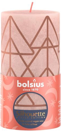 Rustikální svíčka 130 × 68 mm růžová/jantárová