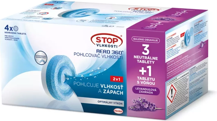 Ceresit Stop vlhkosti Aero 360° náhradní tablety 2v1, 3× neutrální + 1× levandule