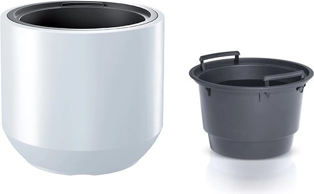 Bílý plastový květináč s vkladem 39 cm