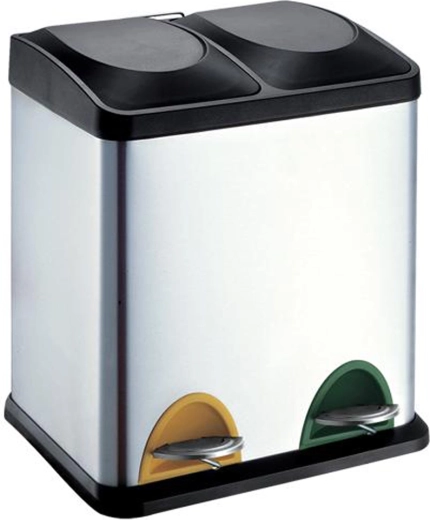 Nerezový koš na tříděný odpad 30 l s pedálem