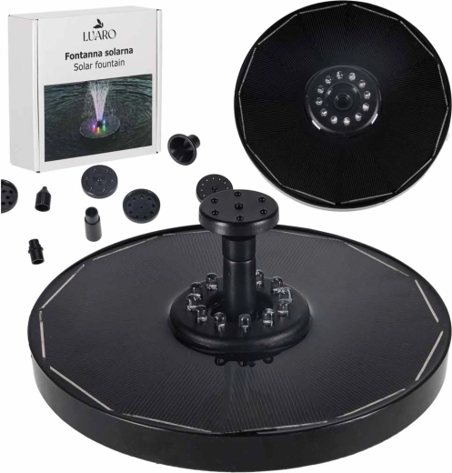 Solární plovoucí fontána do jezírka s LED RGB, 16,5 cm