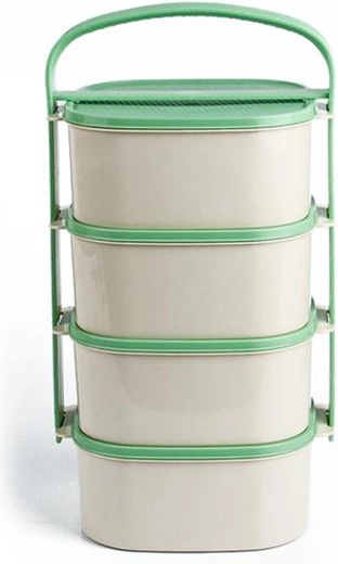 Plastový jídlonosič 4x1,2 l s mixem barevných víček TORO