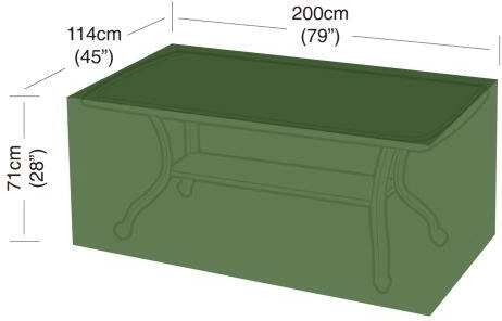 Krycí plachta na obdélníkový 8místný stůl 200 × 114 × 71 cm, PE 90 g/m², zelená