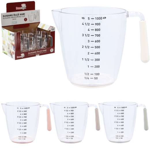 Plastový odměrný džbánek 1 l s rukojetí a výlevkou