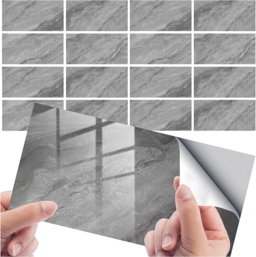 Samolepicí mramorové stěnové panely 30 × 15 cm, sada 16 ks