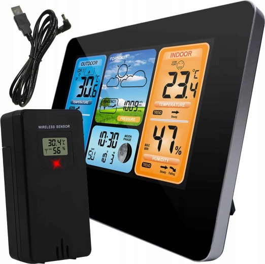 Renew force domácí meteostanice sunny s barevným lcd displejem a bezdrátovým venkovním čidlem - 1 kus