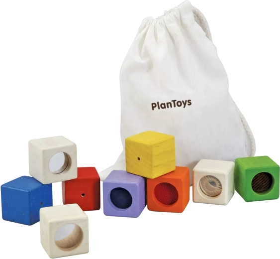 Smyslové kostky PlanToys - 9 ks