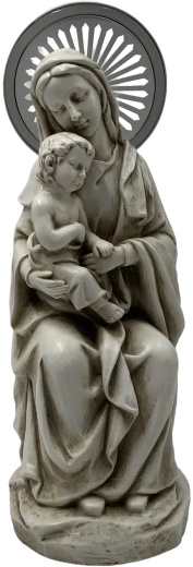 Solární figura Panny Marie s Ježíškem a LED svatozáří