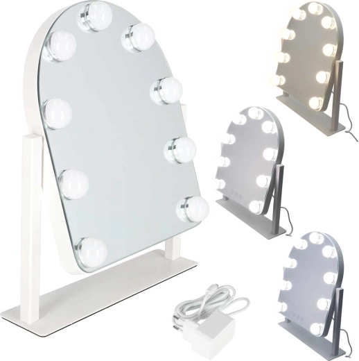 LED kosmetické zrcátko na líčení s 9 žárovkami, dotykové, bílé