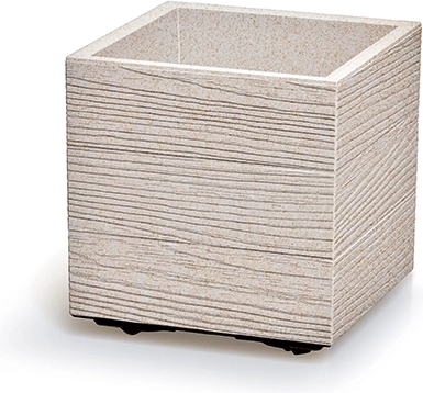 Květináč Madera Square Eco Wood 29 cm, bílý, plast s UV ochranou