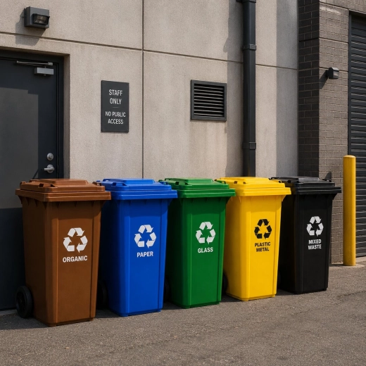 Žlutá popelnice na plast a kov 240 l s gumovými koly - 1 kus