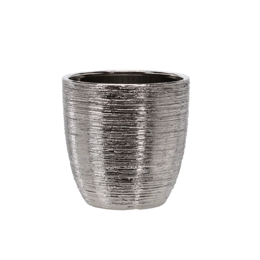 Keramický obal na květináč 20 × 20 × 22 cm stříbrný