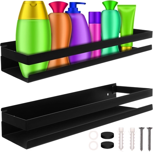 Černá nástěnná koupelnová polička z nerezové oceli 50 cm