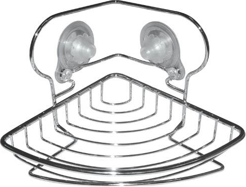 Rohová koupelnová polička 20 × 20 × 3,5 cm, chrom