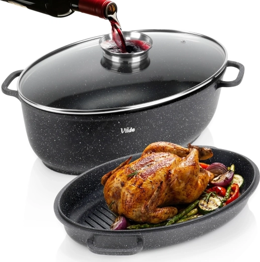 Granitová pekáč 3v1 s poklicí GRANITICA 8 + 3,2 l, 39 × 26,5 × 18 cm