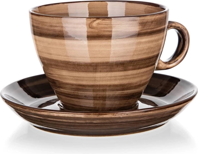 Keramický šálek s podšálkem 290 ml Palas hnědý