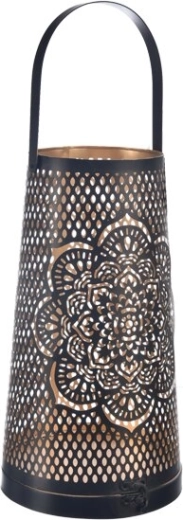 Kovový svícen Mandala černý/zlatý 20 cm