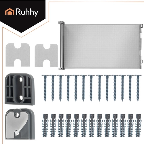 Zatahovací bezpečnostní branka do dveří a na schody RUHHY, šedá, do šířky 157 cm