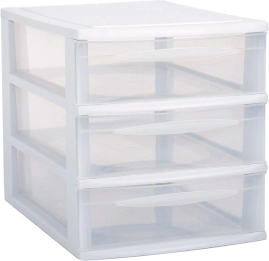 Modulární skříňka se 3 úzkými zásuvkami A4 – bílá