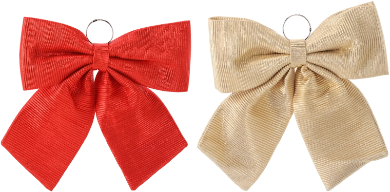 Vánoční dekorační kokarda zlatá/červená 44 cm - 1 kus
