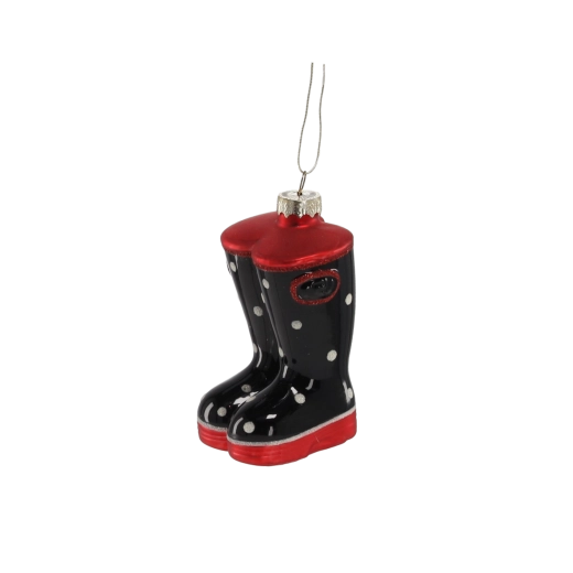 Skleněná vánoční ozdoba holínka, sada 6 ks