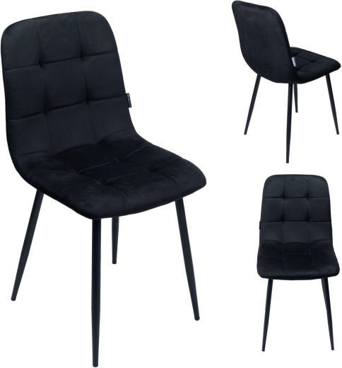 Černá velurová čalouněná jídelní židle v loft stylu - 1 kus