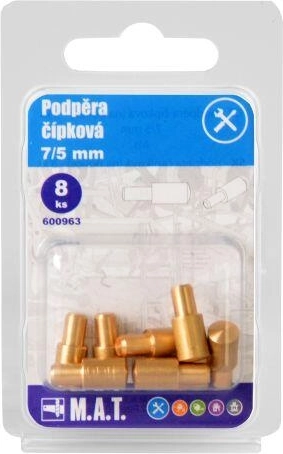 Čípková podpěra polic 7/5 mm z mosazi (8 ks)