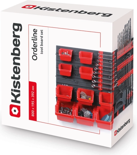 Závěsný organizér na nářadí s 10 boxy ORDERLINE, 800 × 195 × 400 mm