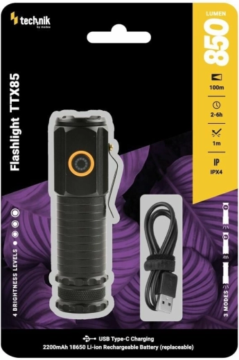 Technik TTX85 taktická svítilna 850 lm s baterií 18650