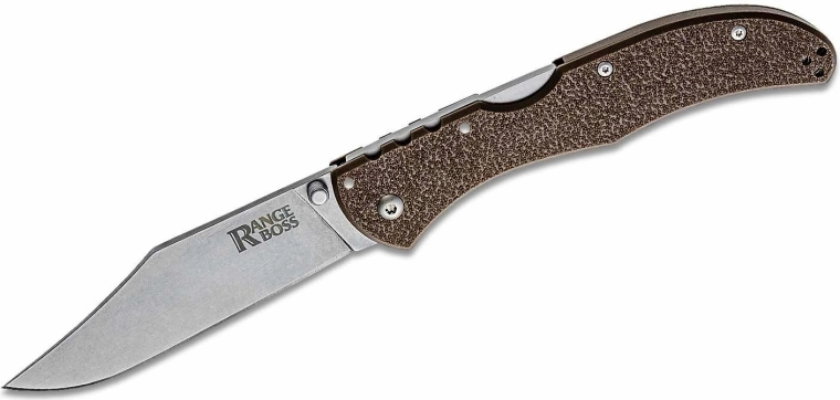 Skládací nůž Cold Steel Range Boss 10,2 cm, stonewash, hnědý, s kapesním klipem