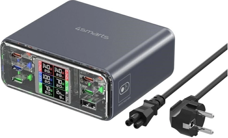 Stolní nabíječka 4smarts Lucid GaN DIY 360 W, 5× USB‑C + 1× USB‑A