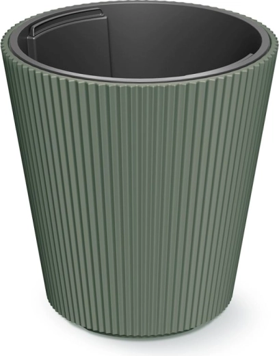 Květináč Milly s vložkou 30 cm, tmavě zelený, mrazuvzdorný a UV odolný