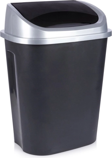 Plastový odpadkový koš s výkyvným víkem 50 l černý
