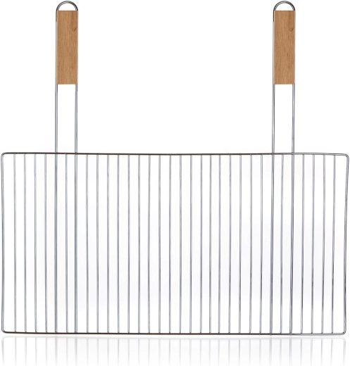 Grilovací rošt BBQ 57 × 30 cm s dřevěnými rukojeťmi