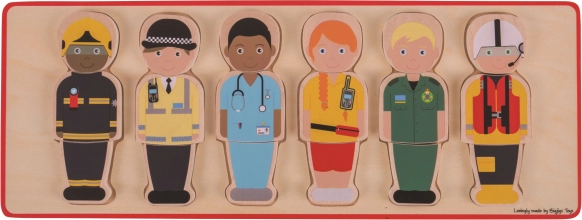 Dřevěné vkládací puzzle Záchranářský tým