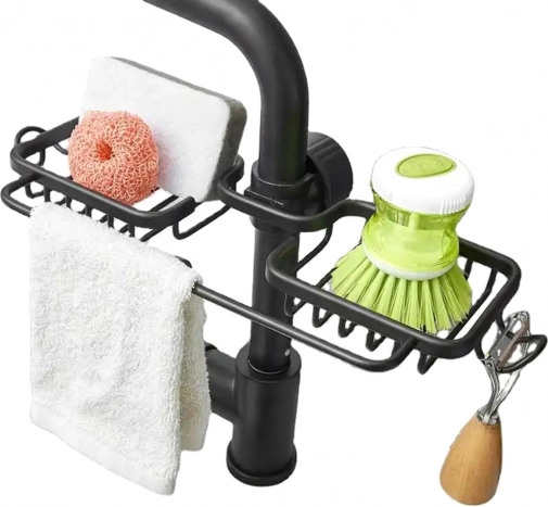 Univerzální dřezový organizér na baterii se závěsnou tyčkou