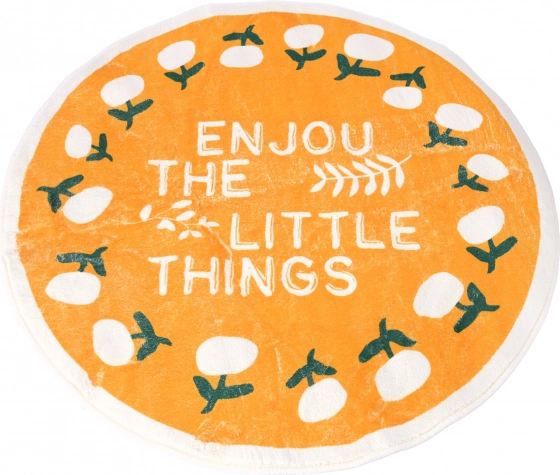 Kulatý protiskluzový koberec s květinovým motivem 100 × 100 cm – žlutý