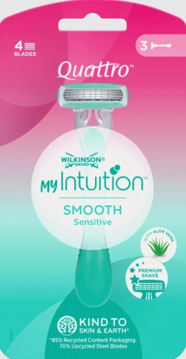 Jednorázový holicí strojek Wilkinson Quattro My Intuition Smooth Sensitive, 3 ks