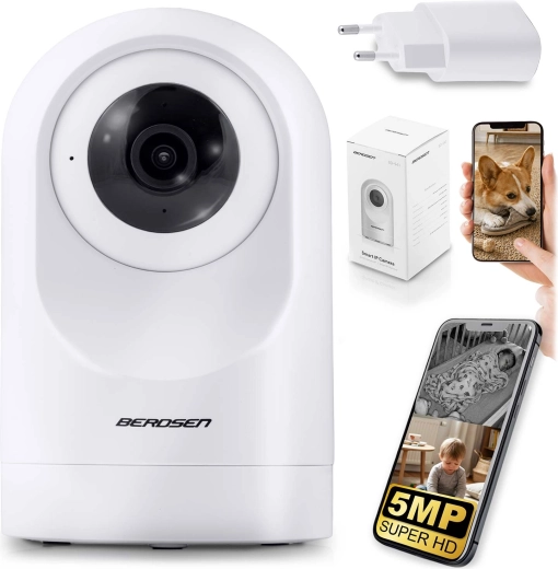 Otočná wi‑fi ip kamera 5 mp Berdsen bílá